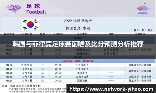 韩国与菲律宾足球赛前瞻及比分预测分析推荐